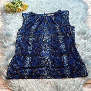 Calvin Klein Blue Snake Print Sleeveless Blouse sz XS